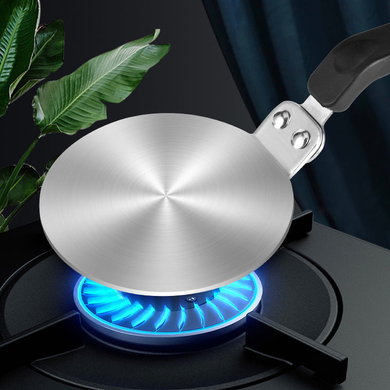 Stainless steel flat griddle pan with heat-diffuser handle Stornfield