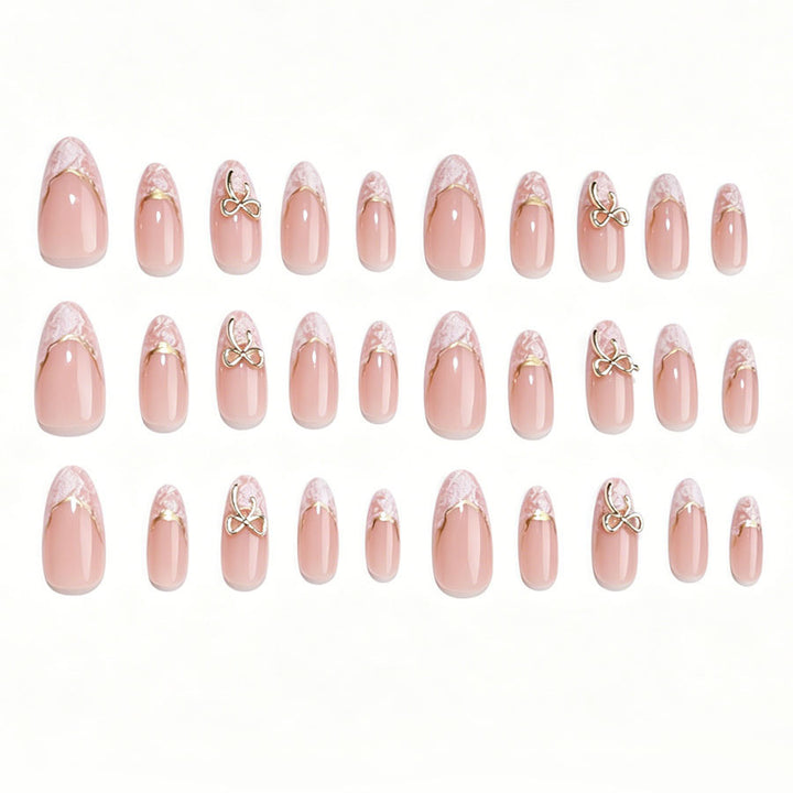 Stiletto Artificial Nail Set with Elegant Golden Accents Stornfield