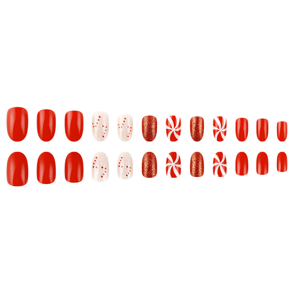 Festive Candy-Themed Press-On Nails Stornfield