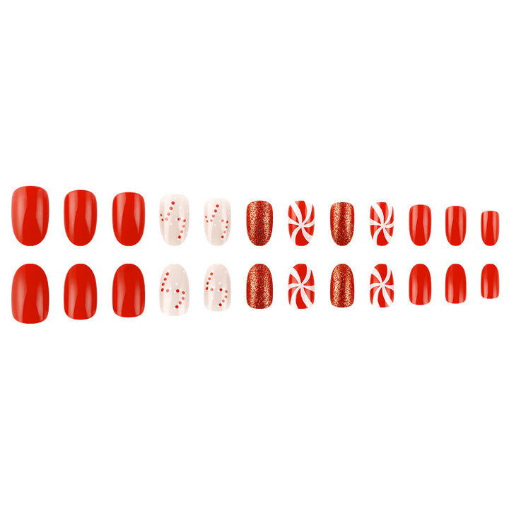 Festive Candy-Themed Press-On Nails Stornfield