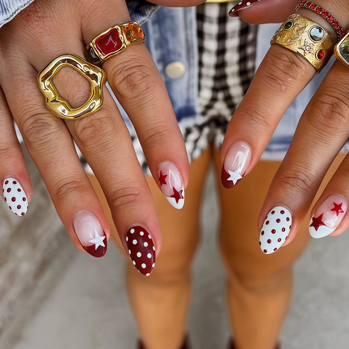 Artistic Star and Polka Dot Press-On Nail Set Stornfield