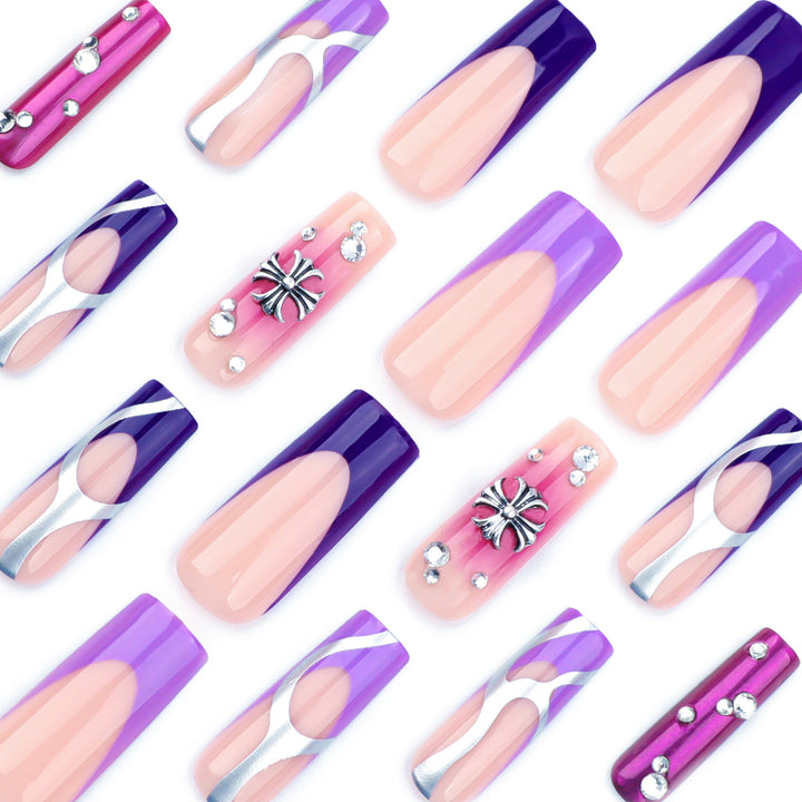 Artistic nail extensions with glitter and flower motifs Stornfield