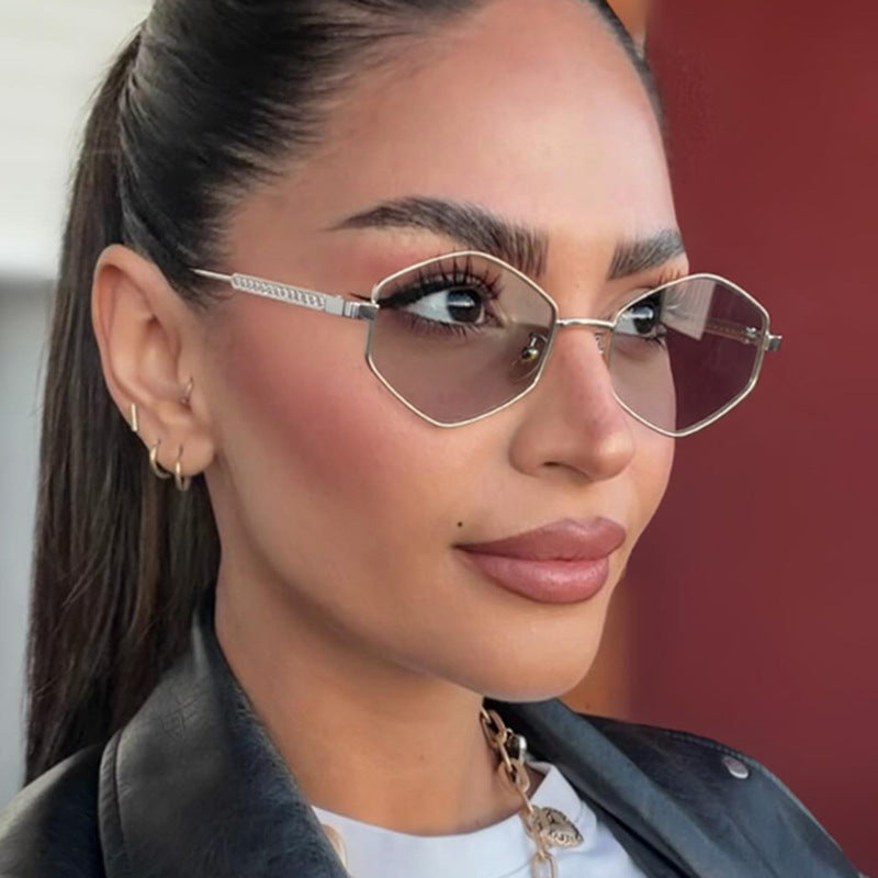 Women's hexagonal sunglasses with elegant metal accents and UV protection Stornfield