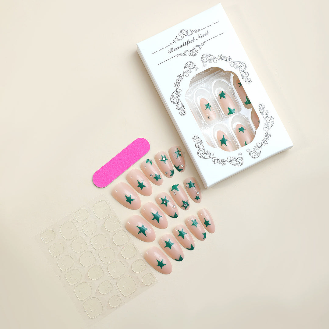 Decorative Press-On Nail Art Set with Star Patterns Stornfield