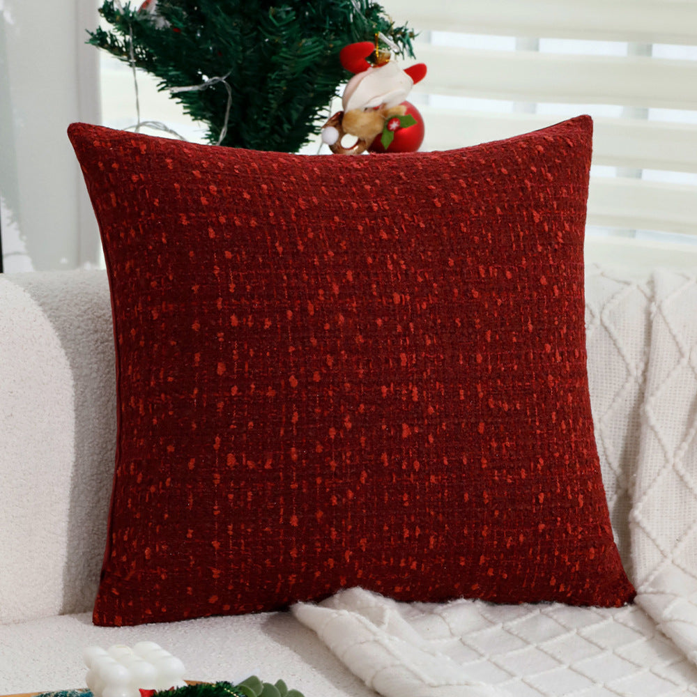 Rectangular decorative cushion with bouclé relief and tassels Stornfield