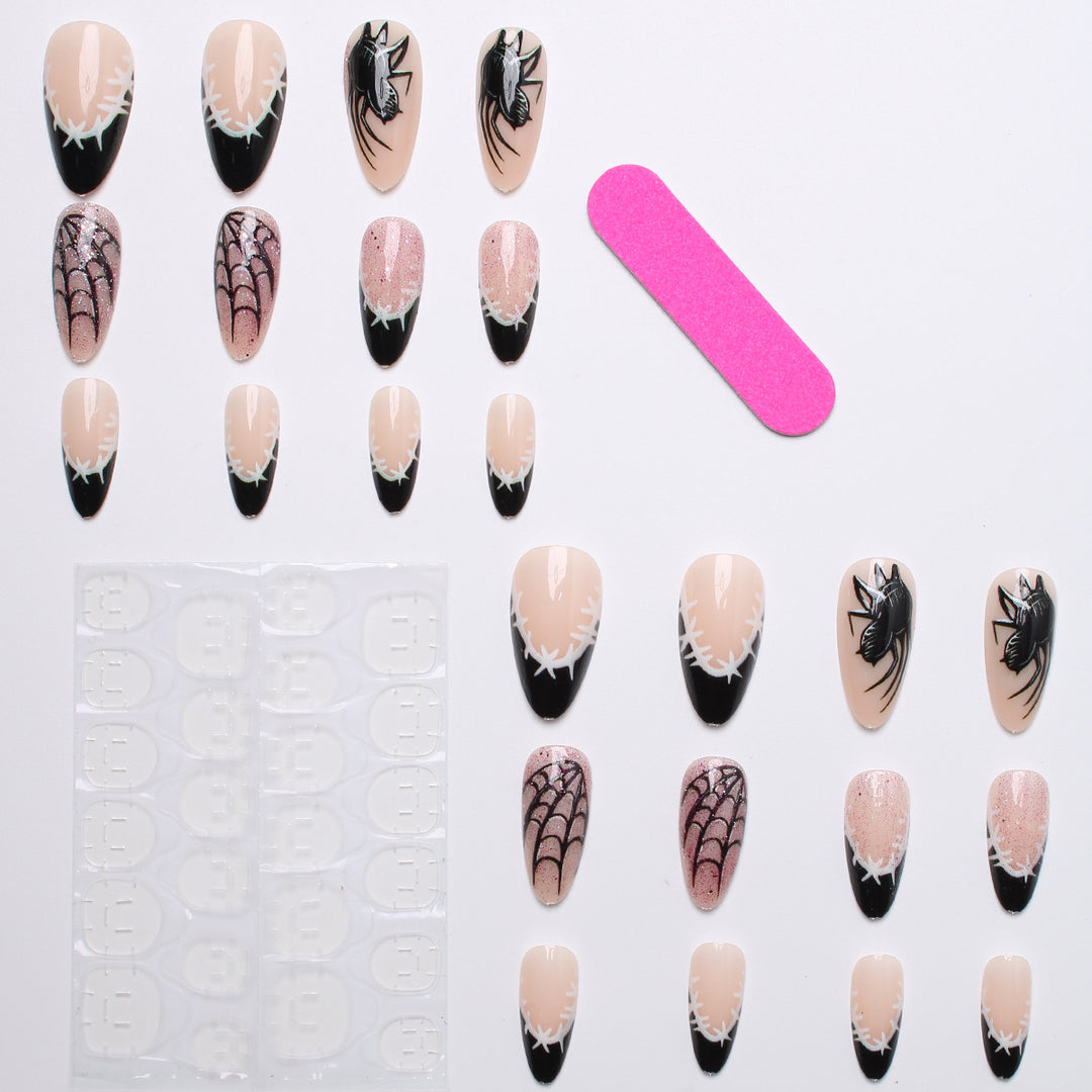 Creative nail art set with spider and web design Stornfield