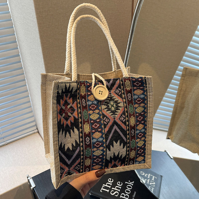 Bohemian Geometric Patterned Tote Bag