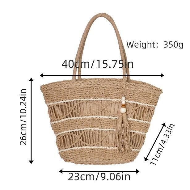 Braided basket bag with tassel details Stornfield
