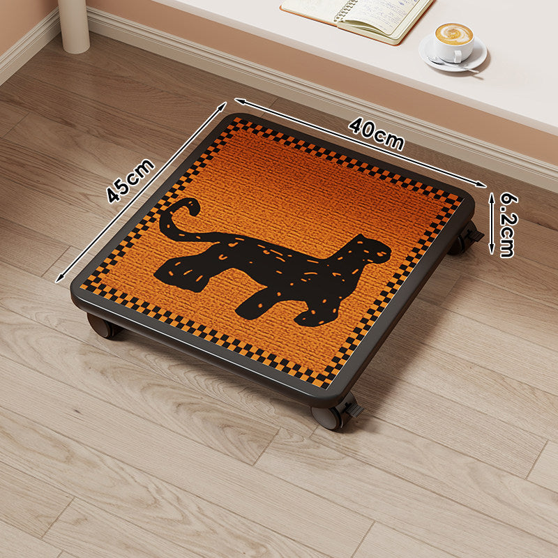 Low-Profile Wheeled Under-Bed Storage Tray with Cartoon Non-Slip Top