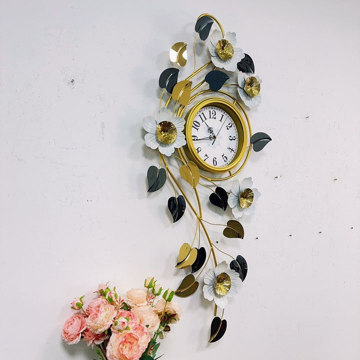 Floral Wall Clock Art with Elegant Metal Frame Stornfield
