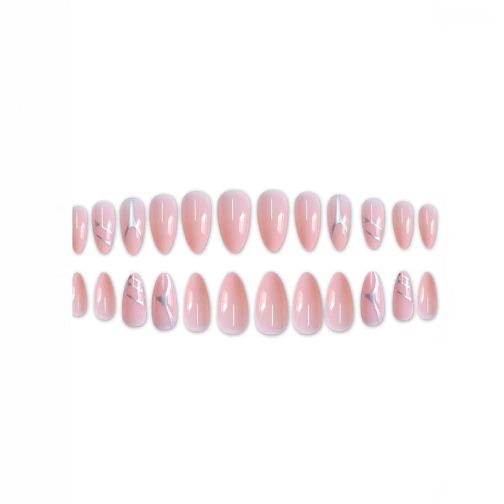 Elegant Stiletto Press-On Nail Set with Artistic Metal Accents Stornfield