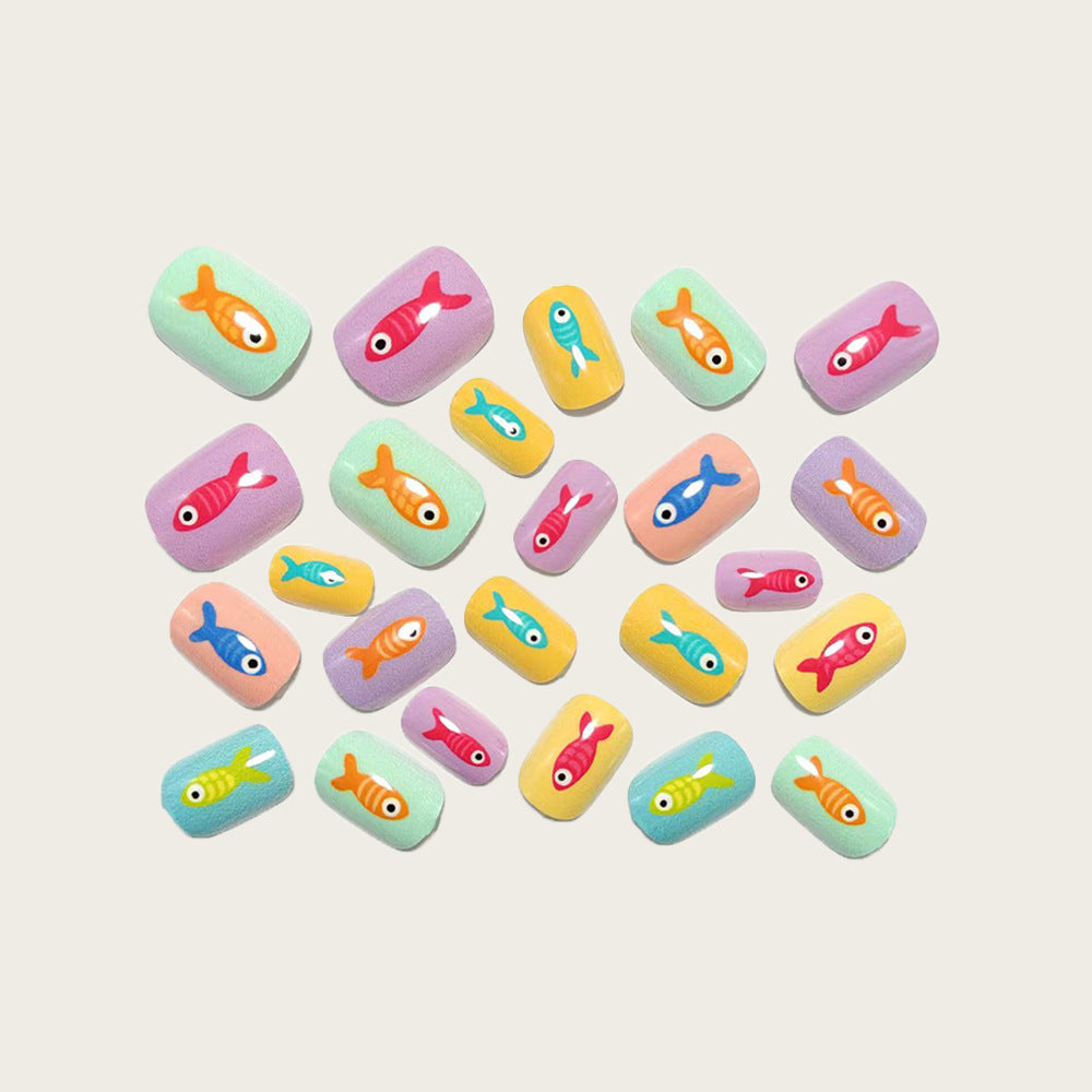 Creative artificial nails with playful fish design Stornfield