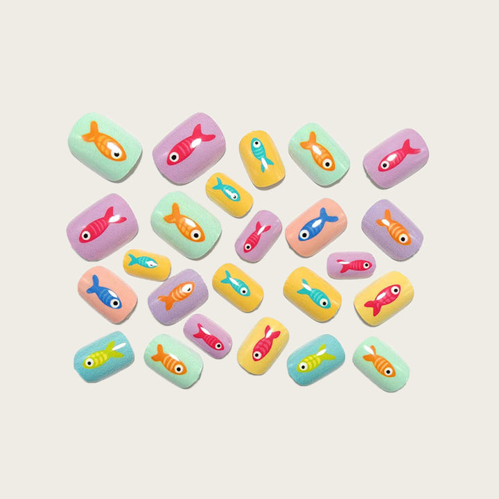 Creative artificial nails with playful fish design Stornfield