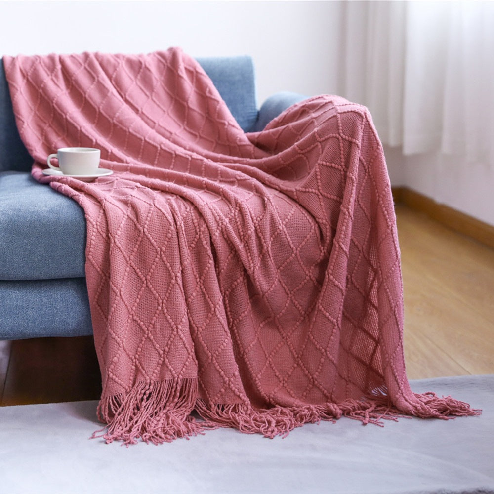 Cozy Textured Knitted Throw Blanket