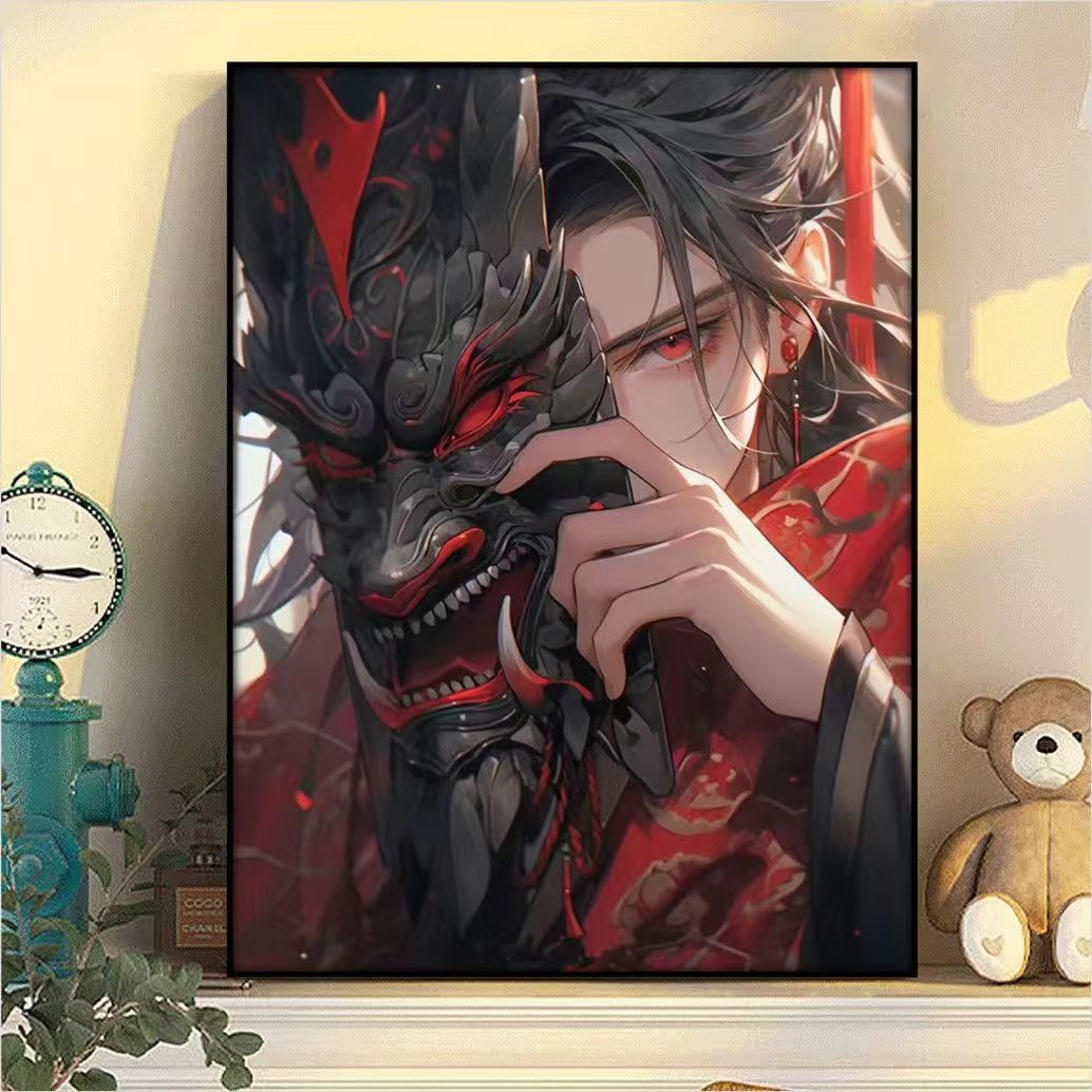 Dramatic Fantasy Mask Illustration Canvas Art Stornfield