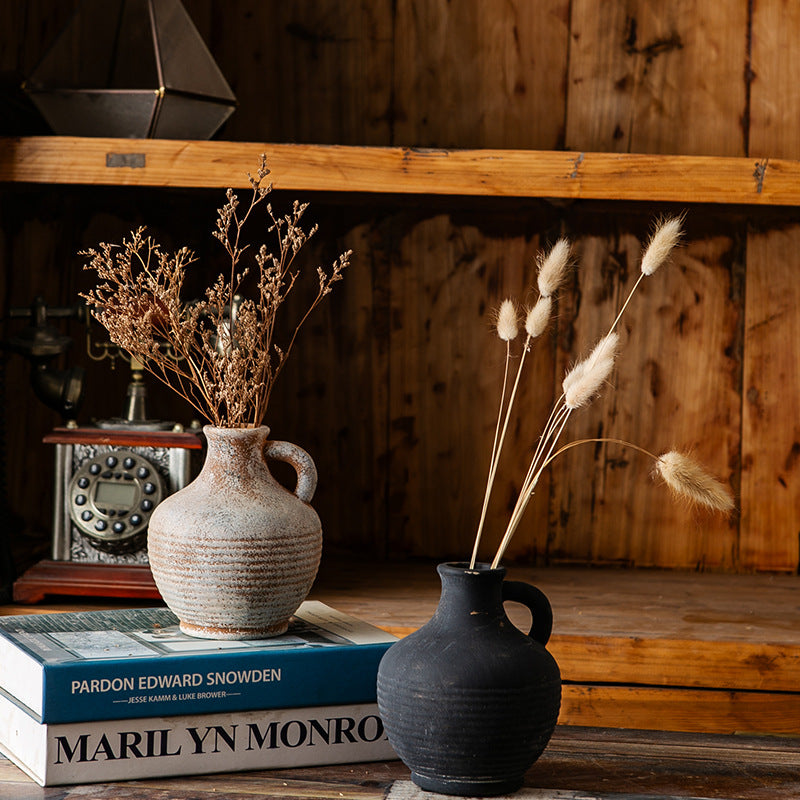 Rustic ceramic vase with handles Stornfield