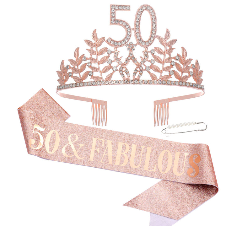Women's Glamorous Birthday Crown with Shining Rhinestones Stornfield
