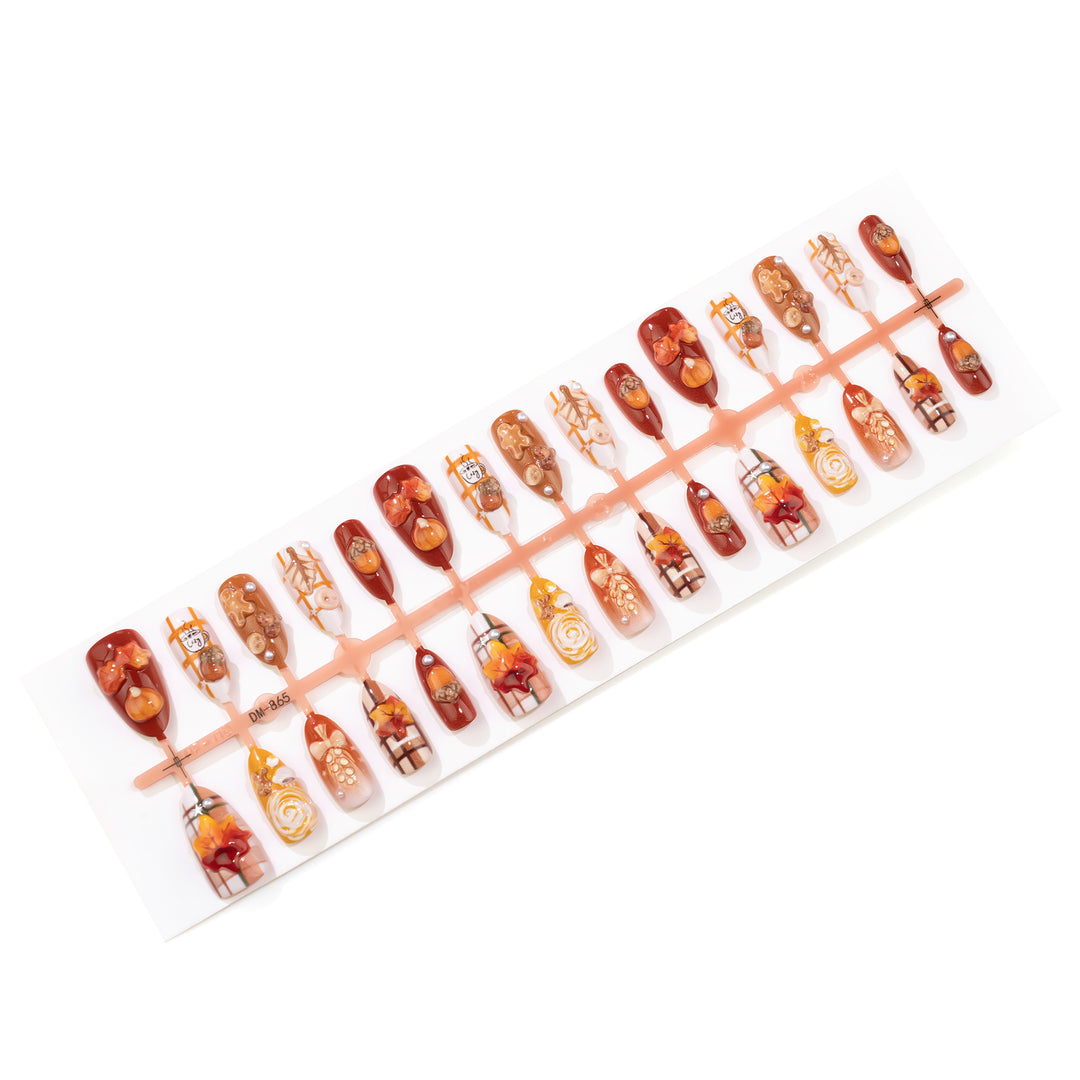 Autumn-Inspired Decorative Press-On Nail Art Set Stornfield