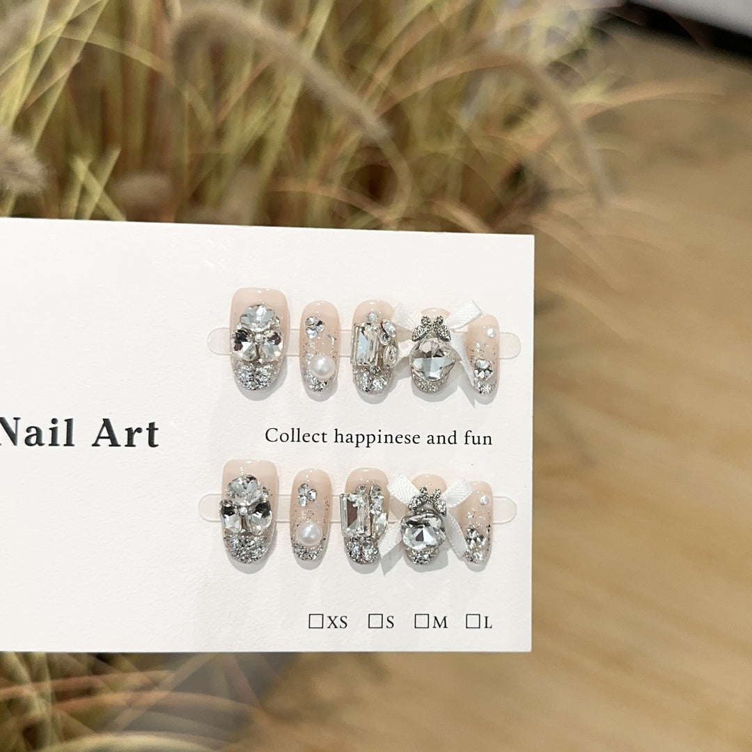 Glamorous Decorative Press-On Nails with Rhinestone Accents