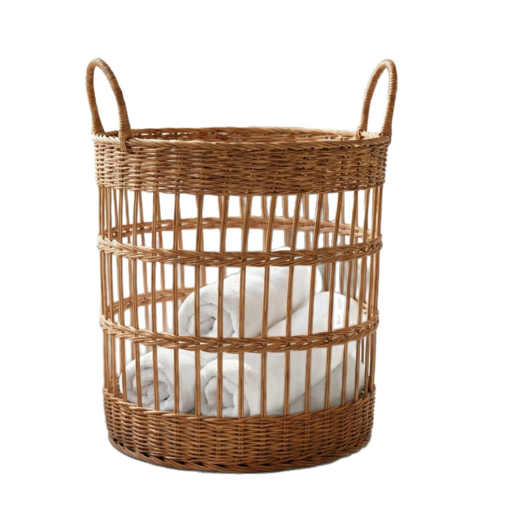 Handcrafted laundry basket made from natural rattan Stornfield