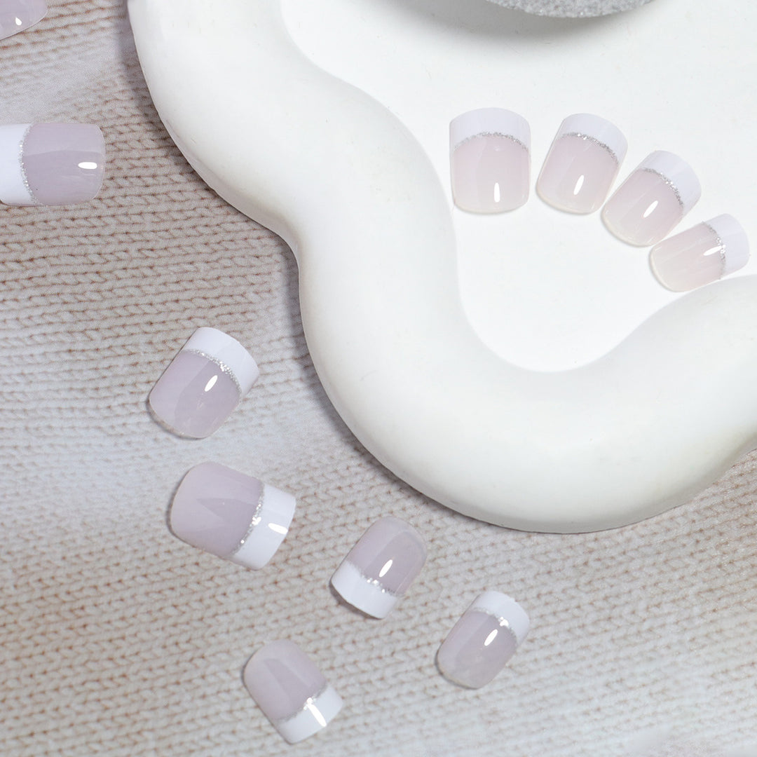 Glossy French Tip Press-On Nail Set Stornfield