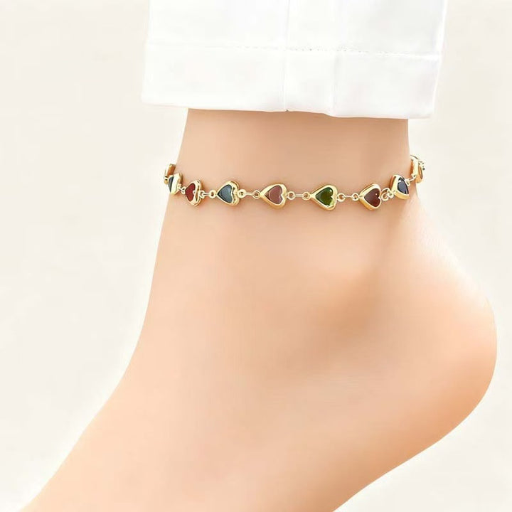 Heart-Shaped Gemstone Charm Bracelet Stornfield