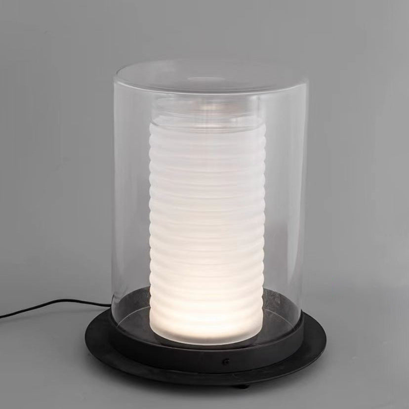 Contemporary Table Lamp with Textured Glass Shade