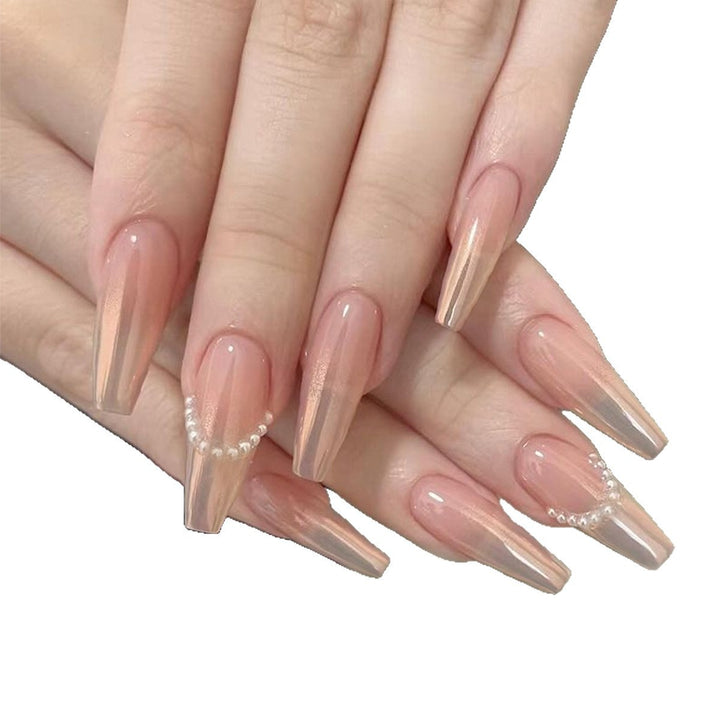 Elegant artificial nails with pearl decorations Stornfield