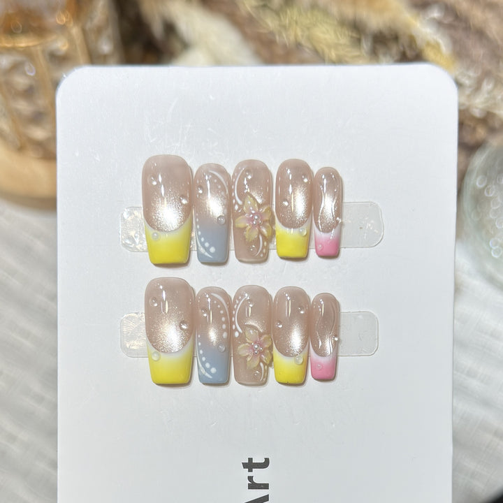 Artistic Floral Design Press-On Nail Set Stornfield