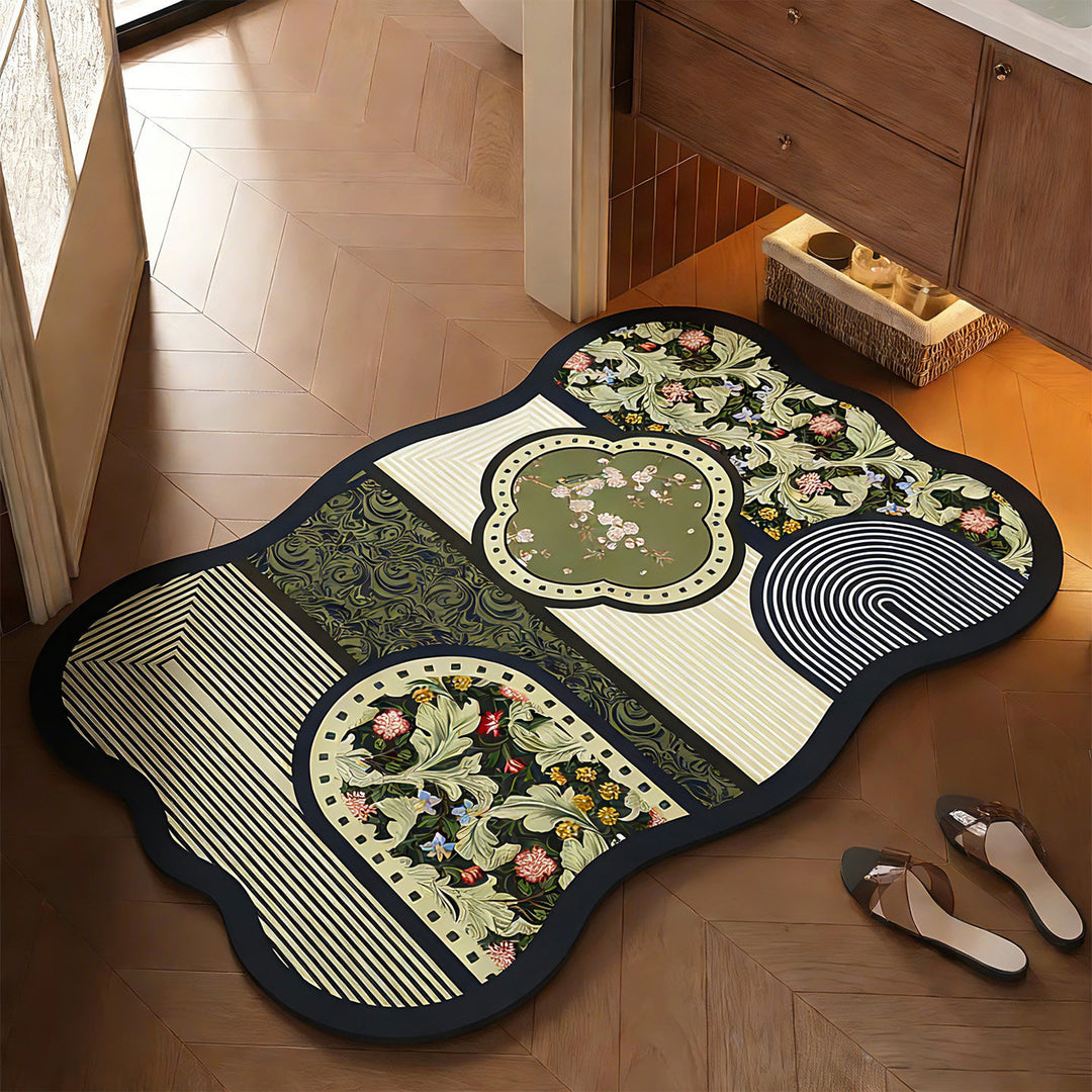 Floral-Themed Bathroom Mat