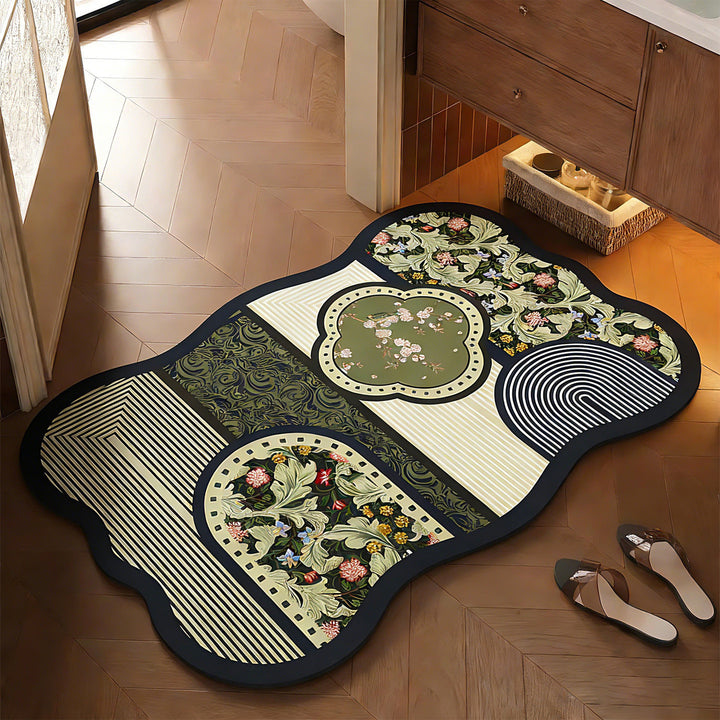 Floral-Themed Bathroom Mat