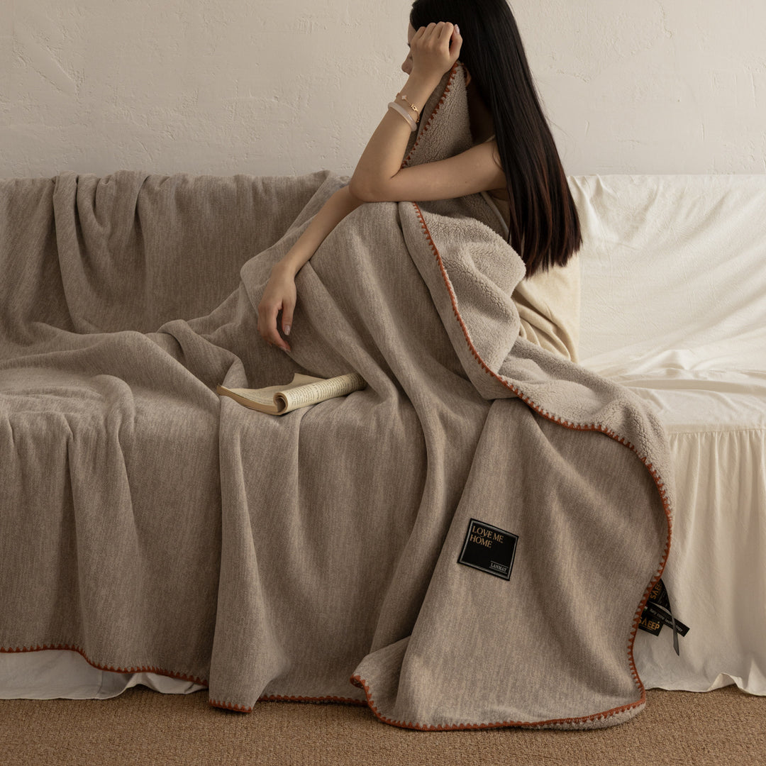 Luxe Reversible Sherpa Fleece Throw Blanket