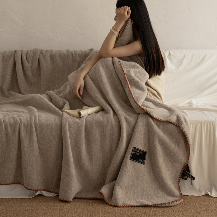 Luxe Reversible Sherpa Fleece Throw Blanket