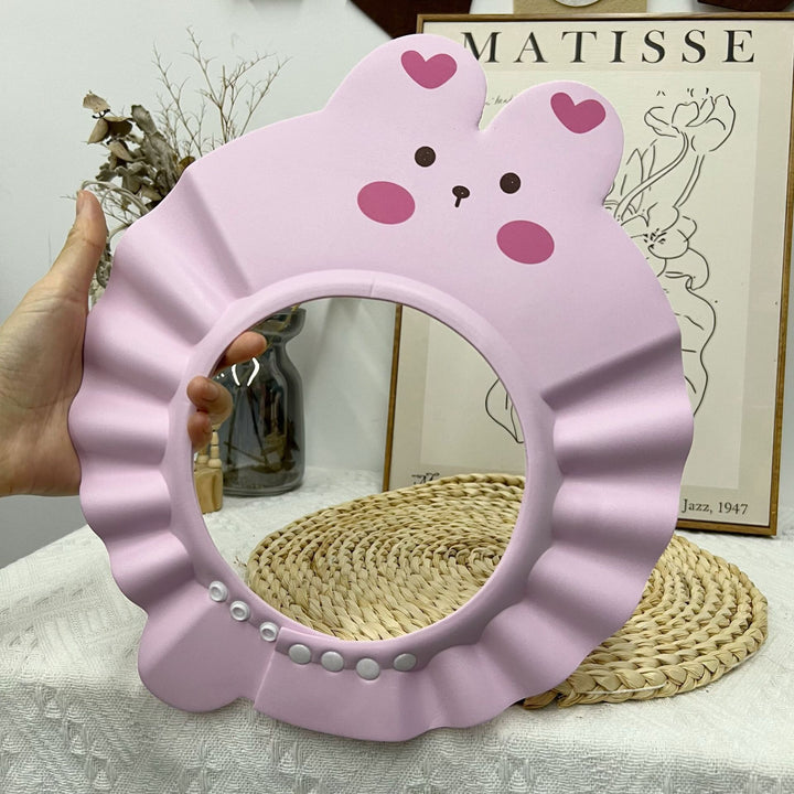 Baby Bath Shower Visor with Adjustable Snap and Cute Animal Ruffle Design