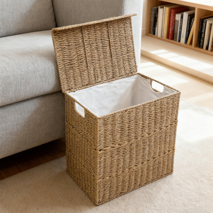 High-quality laundry basket with lid and handles Stornfield