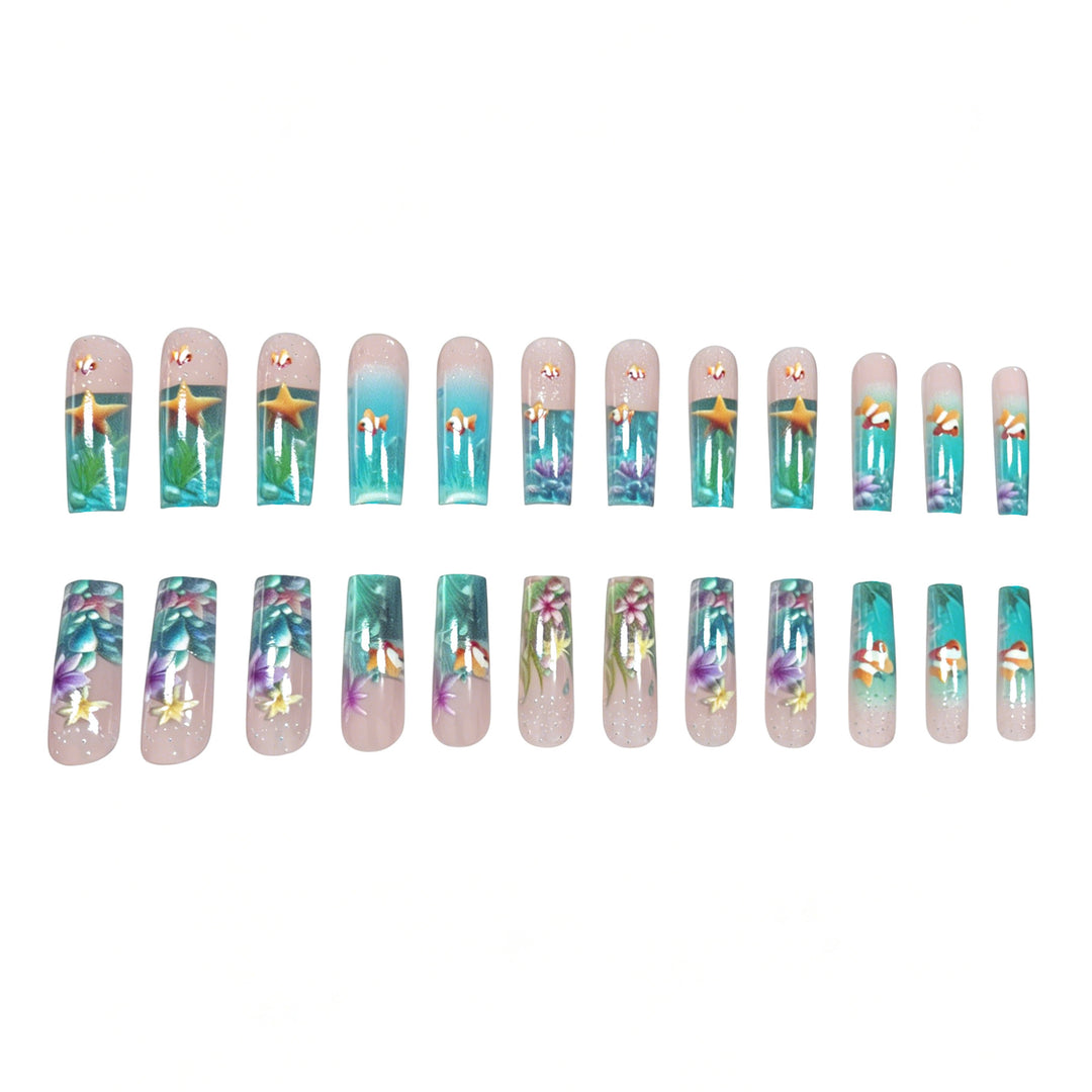 Artistic Underwater-Themed Nail Art Extensions Stornfield