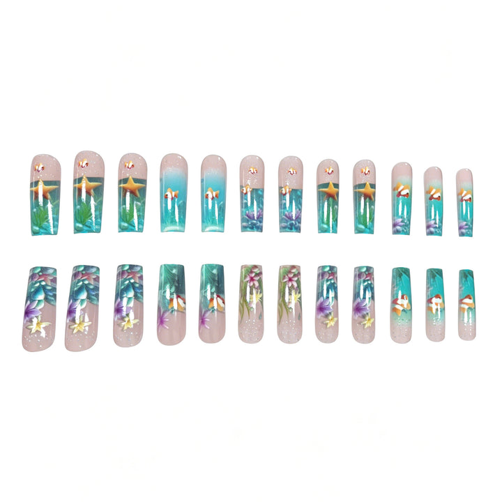 Artistic Underwater-Themed Nail Art Extensions Stornfield