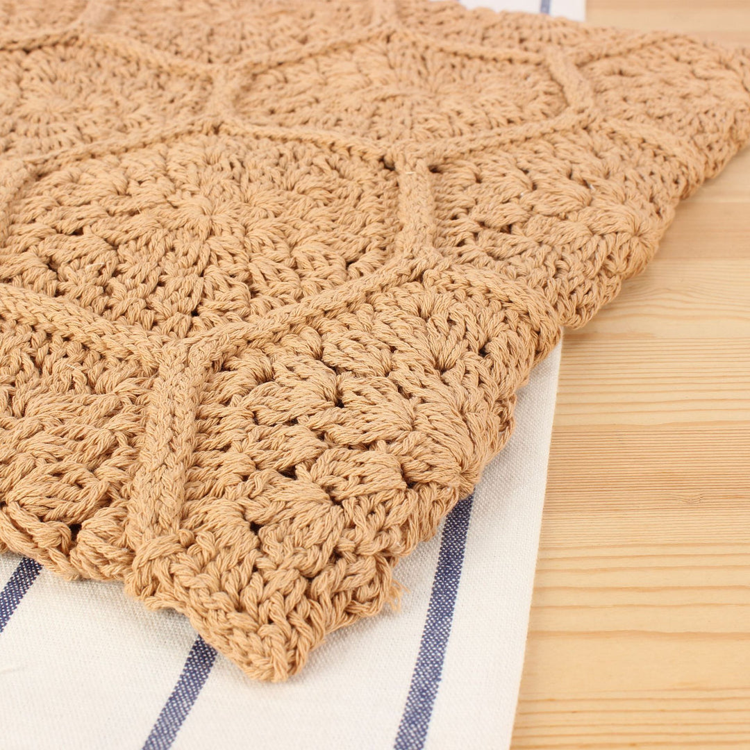 Handcrafted macrame tote bag with unique honeycomb pattern Stornfield