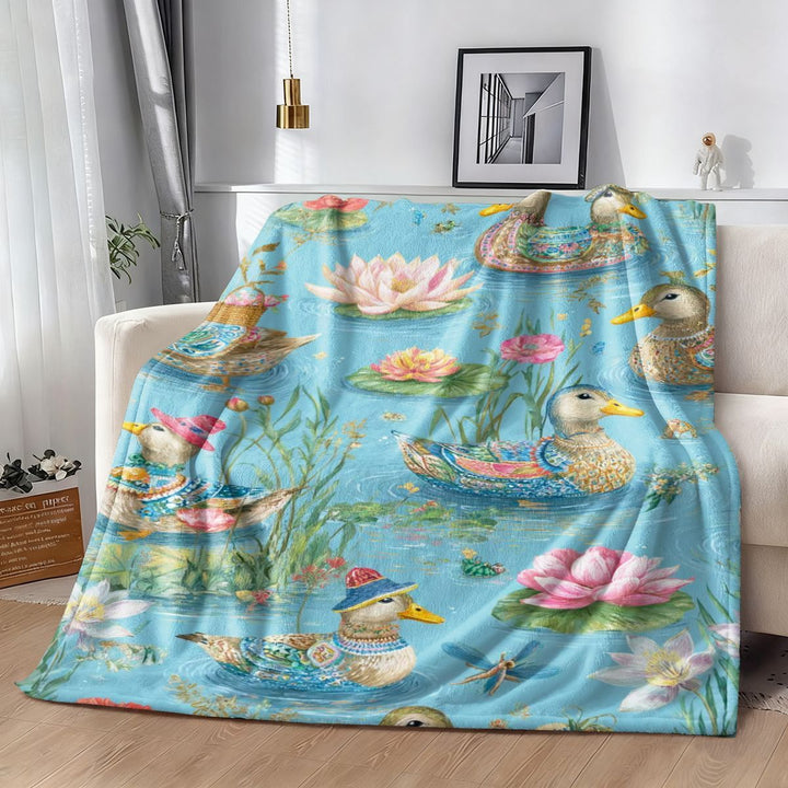 Artistic Duck Print Fleece Throw Blanket