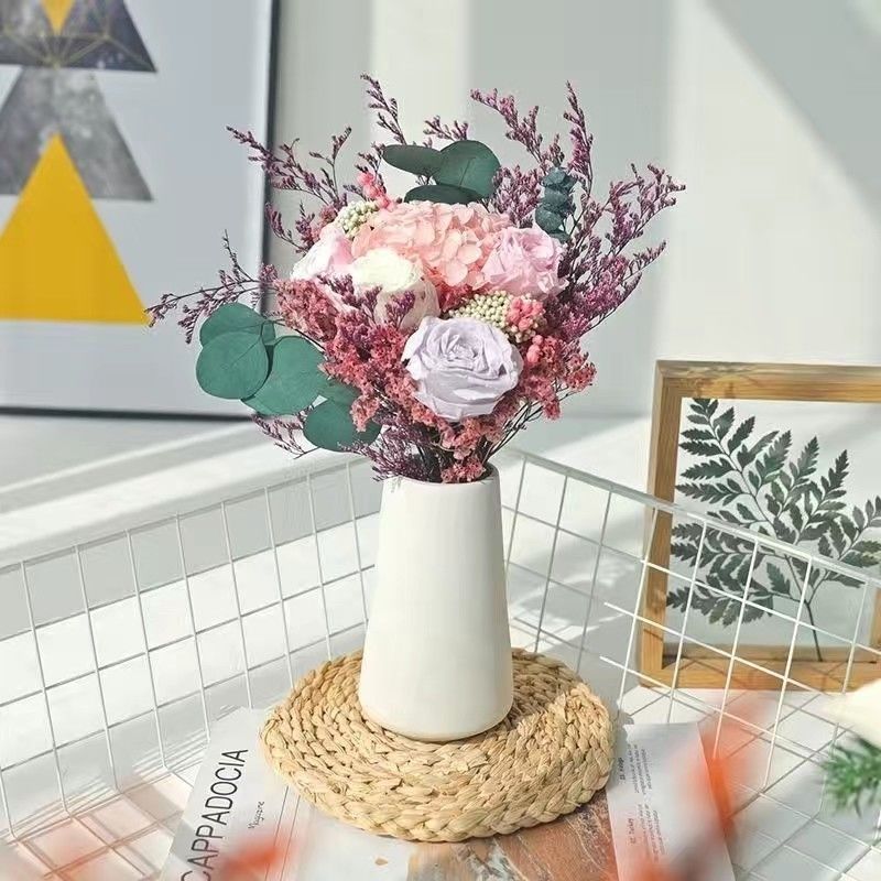 Elegant Dried Flower Bouquet with Decorative Vase