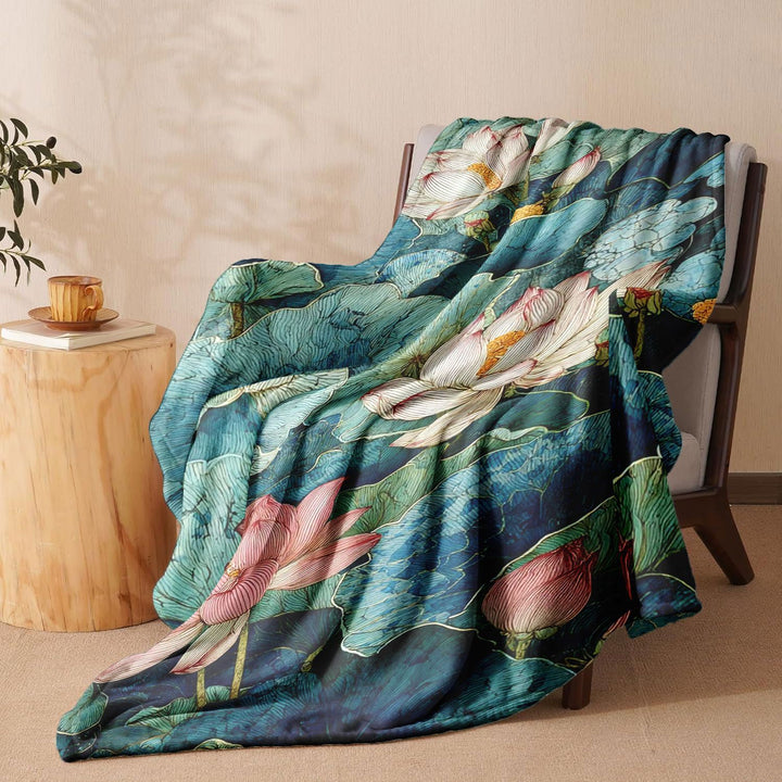 Artistic Floral Print Fleece Blanket