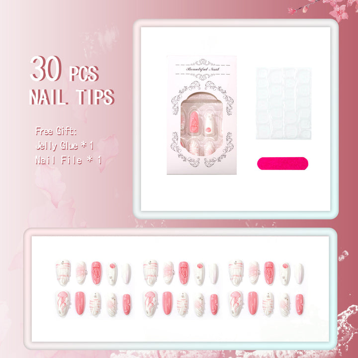 Marine-Inspired Decorative Press-On Nail Art Set