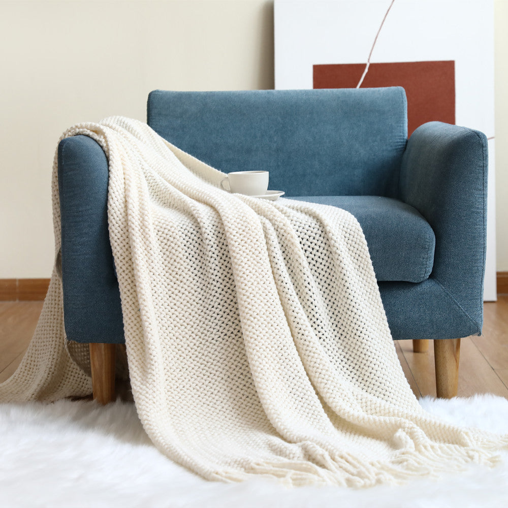 Women cozy knit blanket with decorative pattern Stornfield