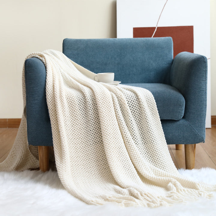 Women cozy knit blanket with decorative pattern Stornfield