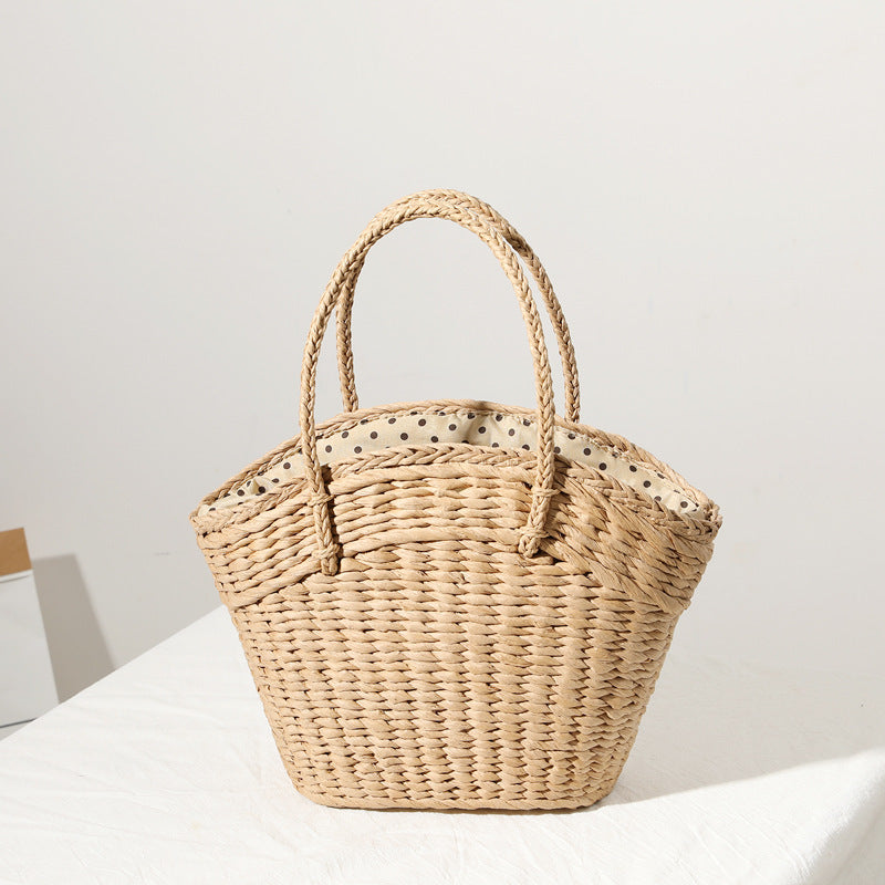 Braided beach bag with dotted inner pocket Stornfield