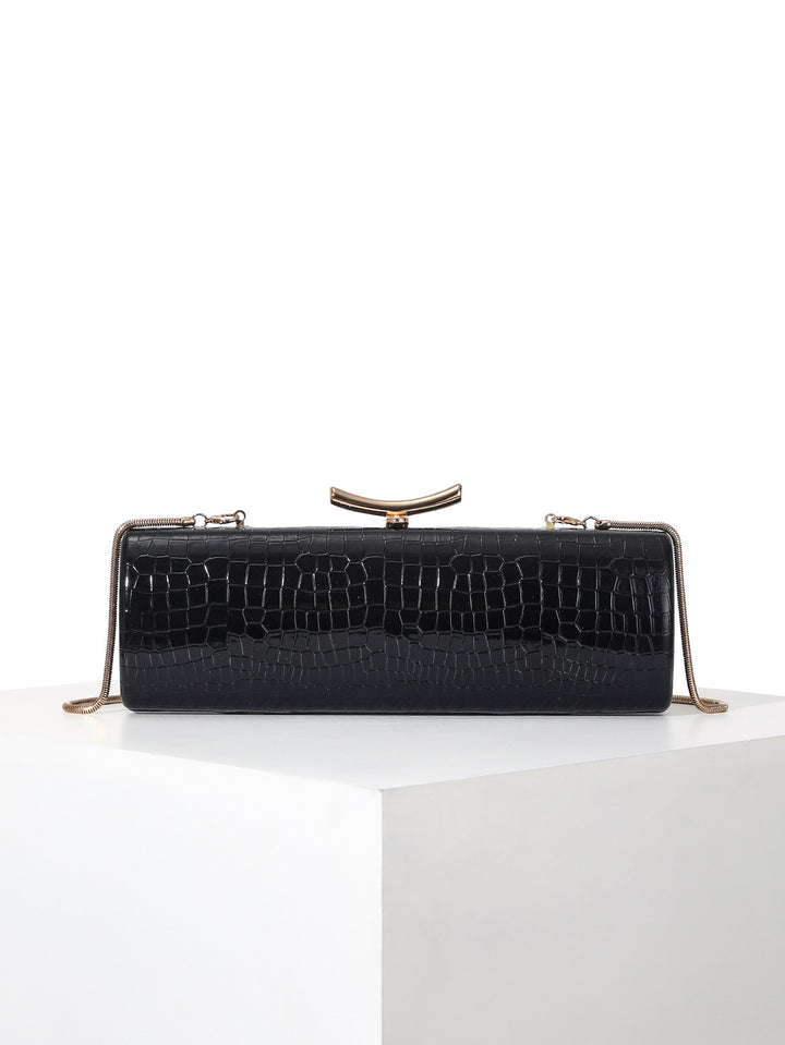Crocodile-Embossed Evening Clutch