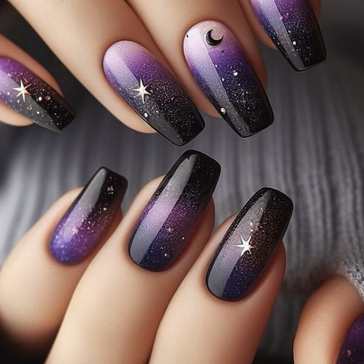 Galactic Themed Acrylic Nail Art Extensions Stornfield