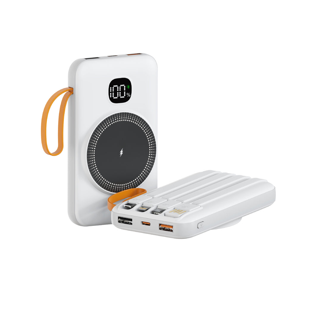 Portable power bank with integrated inductive fast charging function and LED charging status indicator Stornfield