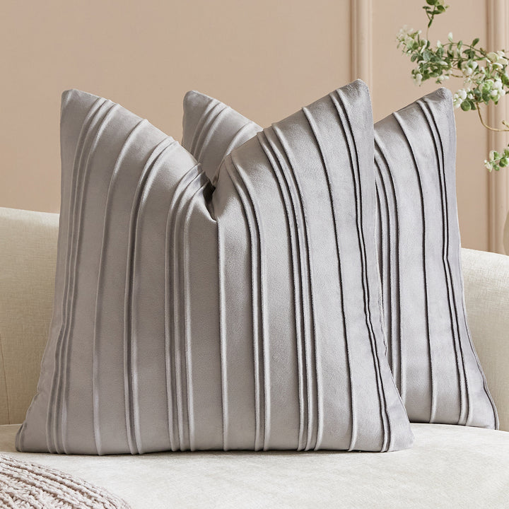 Velvet Pintuck Pleated Square Throw Pillow Cover