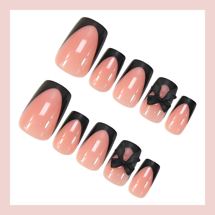 Acrylic Nail Set with Elegant Black Tips and Accessories Stornfield